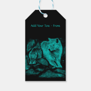 Wolf and Raven in the Night Gift Tags