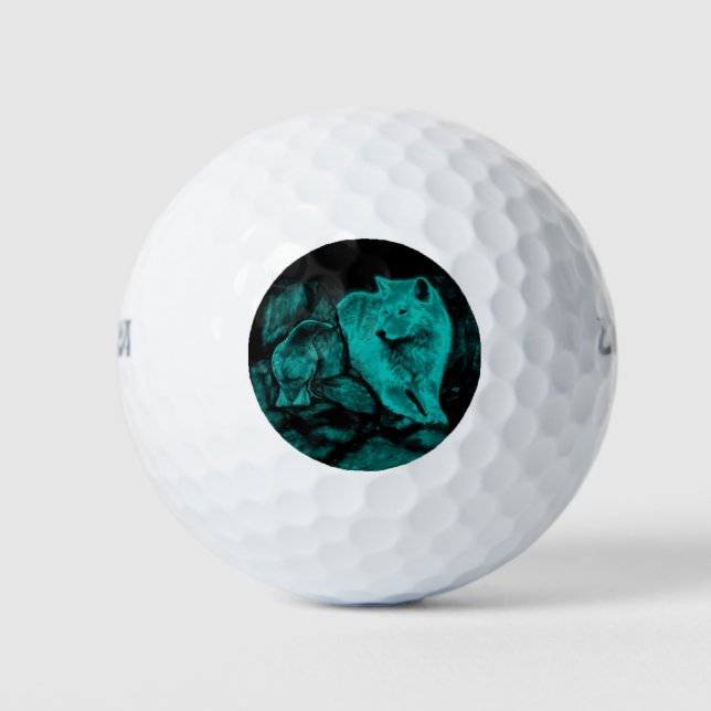 Wolf and Raven in the Night Golf Balls (Front)