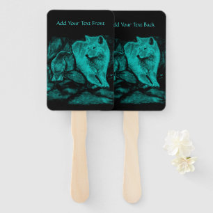 Wolf and Raven in the Night Hand Fan
