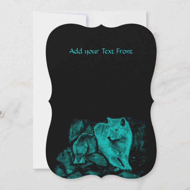 Wolf and Raven in the Night Invitation (Front)