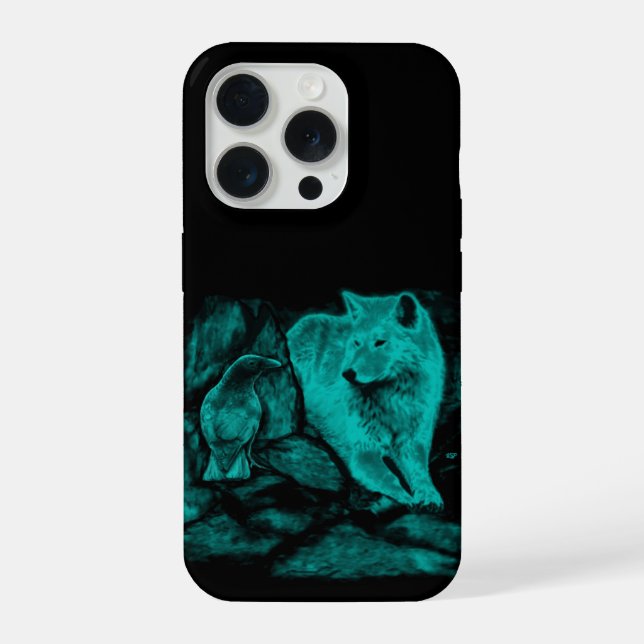 Wolf and Raven in the Night iPhone Case (Back)