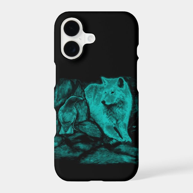 Wolf and Raven in the Night iPhone Case (Back)