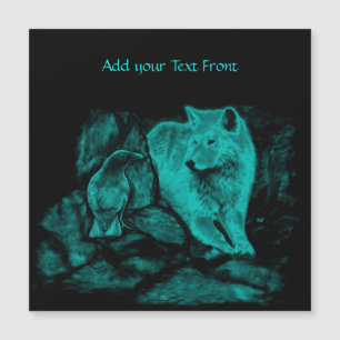 Wolf and Raven in the Night Magnetic Card