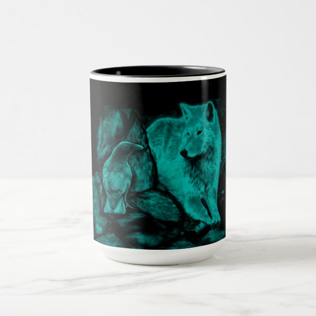 Wolf and Raven in the Night Mug (Center)