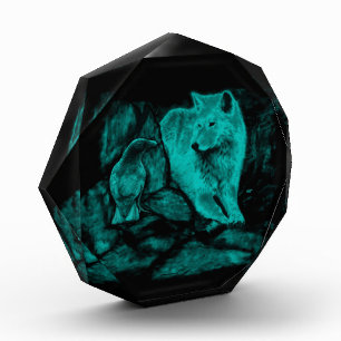 Wolf and Raven in the Night Photo Block