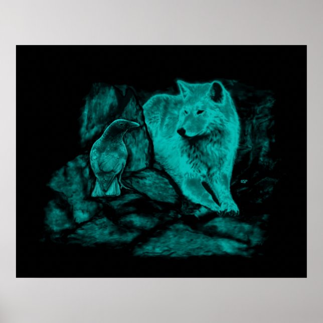 Wolf and Raven in the Night Poster (Front)