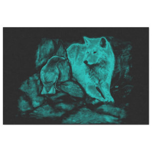 Wolf and Raven in the Night Tissue Paper