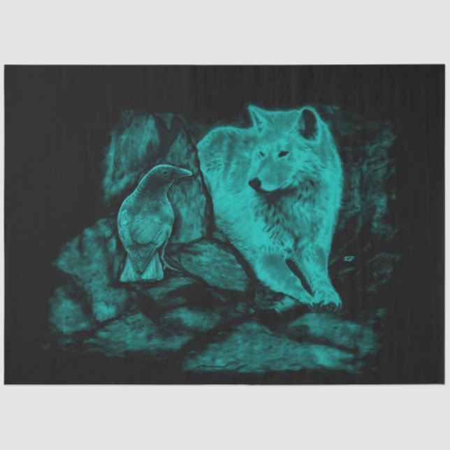 Wolf and Raven in the Night Tissue Paper (Front)
