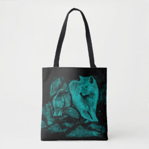 Wolf and Raven in the Night Tote Bag