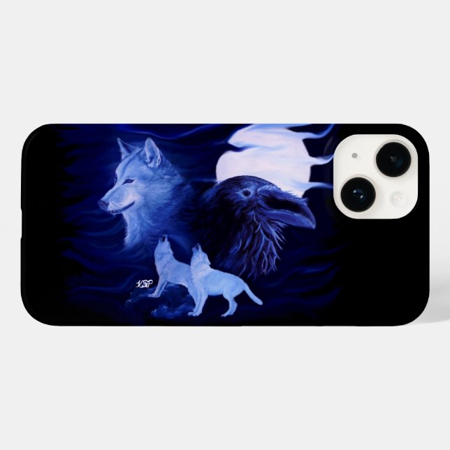 Wolf and Raven with full moon Case-Mate iPhone Case (Back (Horizontal))