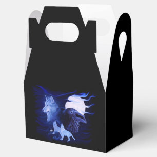 Wolf and Raven with full moon Favour Box