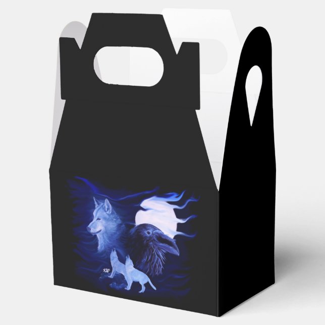 Wolf and Raven with full moon Favour Box (Opened)