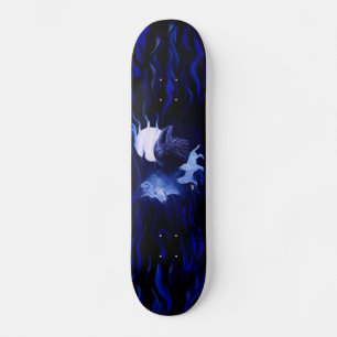 Wolf and Raven with full moon Skateboard