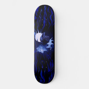 Wolf and Raven with full moon Skateboard