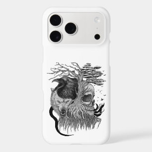 Wolf and Raven with Skull