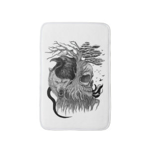 Wolf and Raven with Skull Bath Mat