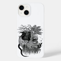 Wolf and Raven with Skull