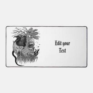 Wolf and Raven with Skull Desk Mat