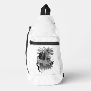 Wolf and Raven with Skull Sling Bag