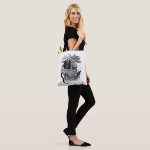 Wolf and Raven with Skull Tote Bag