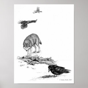 Wolf and Ravens Prints