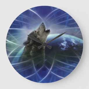 Wolf and the dreamcatcher large clock