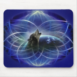 Wolf and the dreamcatcher mouse pad