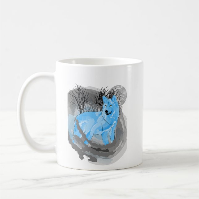 Wolf And The Moon Coffee Mug (Left)