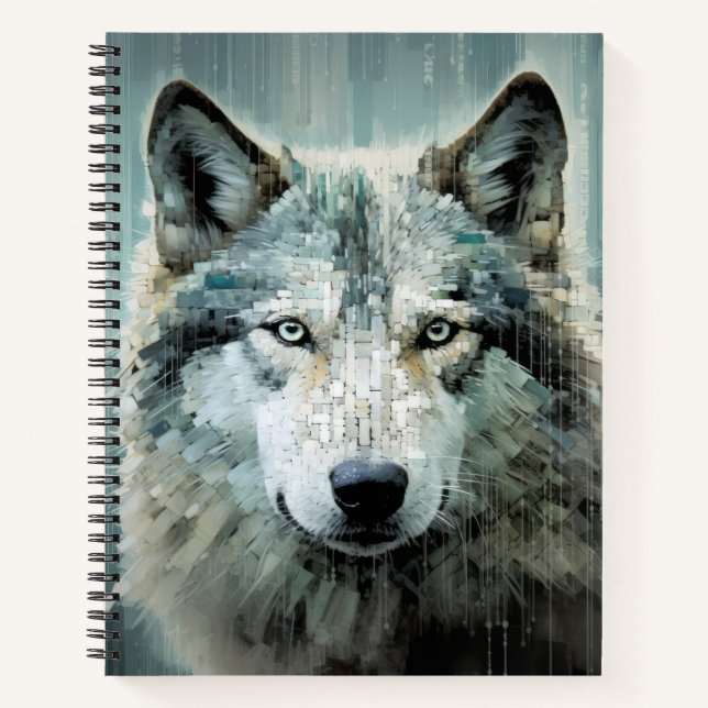 Wolf Animal Art Decor Paint Mosaic  Notebook (Front)