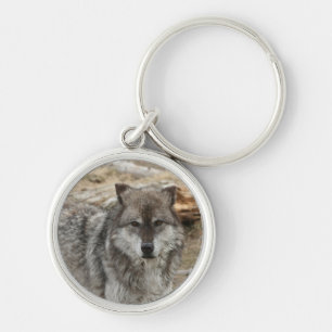wolf animal face eyes canine forest zoo park key ring