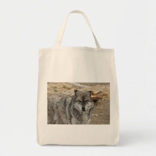 wolf animal face eyes canine forest zoo park tote bag