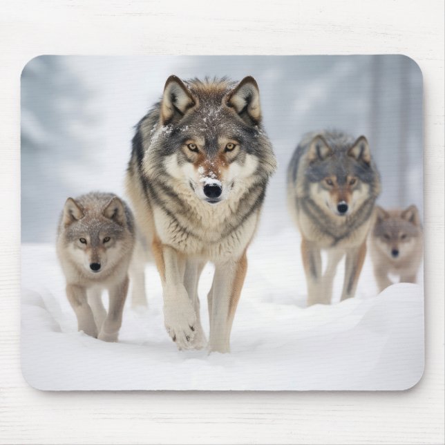 Wolf Animal Family Wandering Nature Out Mouse Pad (Front)