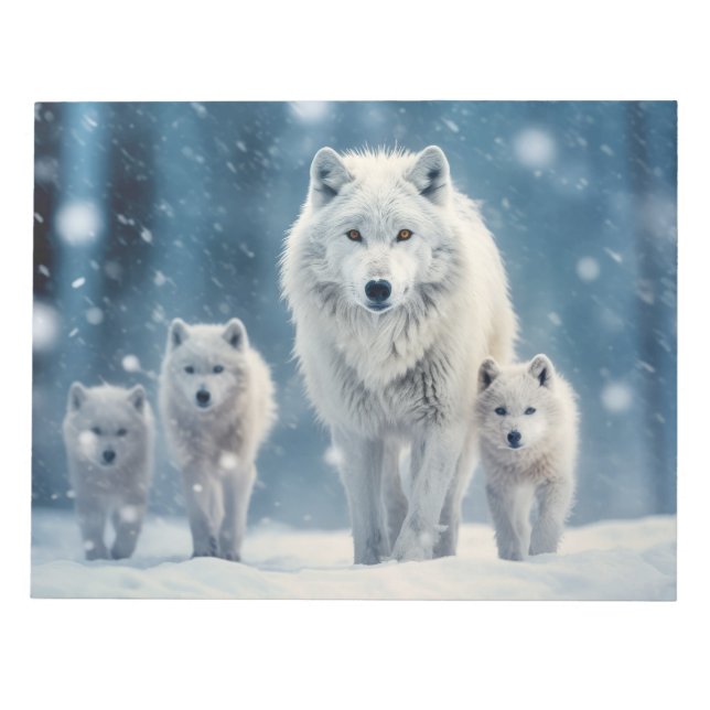 Wolf Animal Family Wandering Nature Out Notepad (Front)