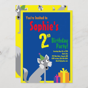 Wolf Animal Kid's Birthday Party Invitations