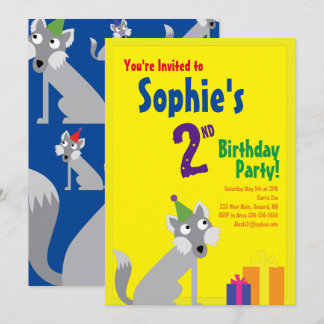 Wolf Animal Kid's Birthday Party Invitations