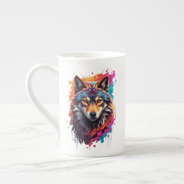 Wolf Animal Logo Design-87694 Bone China Mug (Left)