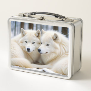 Wolf Animal Nature Wildlife Affection Caring Metal Lunch Box