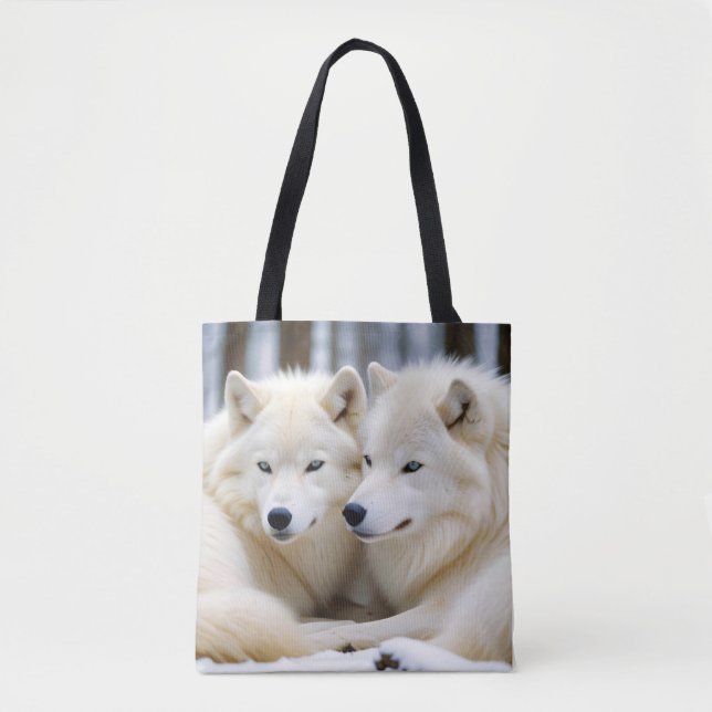 Wolf Animal Nature Wildlife Affection Caring Tote Bag (Front)