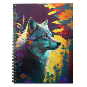 Wolf Animal Portrait Painting Wildlife Outdoors Notebook