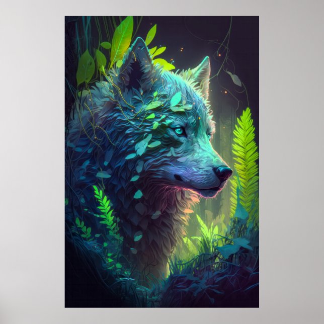 Wolf Animal Portrait Painting Wildlife Outdoors  Poster (Front)