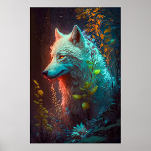 Wolf Animal Portrait Painting Wildlife Outdoors Poster