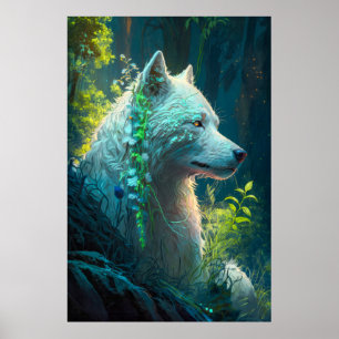 Wolf Animal Portrait Painting Wildlife Outdoors  Poster