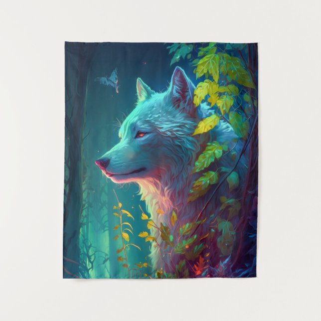 Wolf Animal Portrait Painting Wildlife Outdoors  Tapestry (Front)
