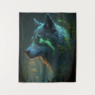 Wolf Animal Portrait Painting Wildlife Outdoors  Tapestry