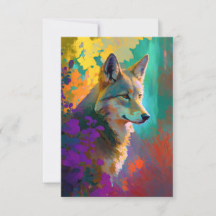 Wolf Animal Portrait Painting Wildlife Outdoors Thank You Card