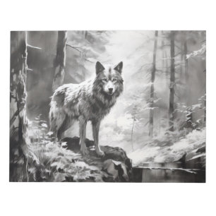 Wolf Animal Predator Wild Nature Ink Sketch Style Notepad