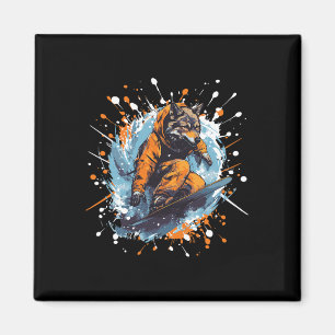 Wolf Animal Snowboarding Cool Snowboard Magnet