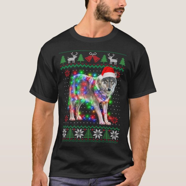 Wolf Animal Ugly Sweater Christmas Puppy Animal (Front)