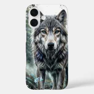 Wolf - Animal w/ Initials iPhone 16 Case