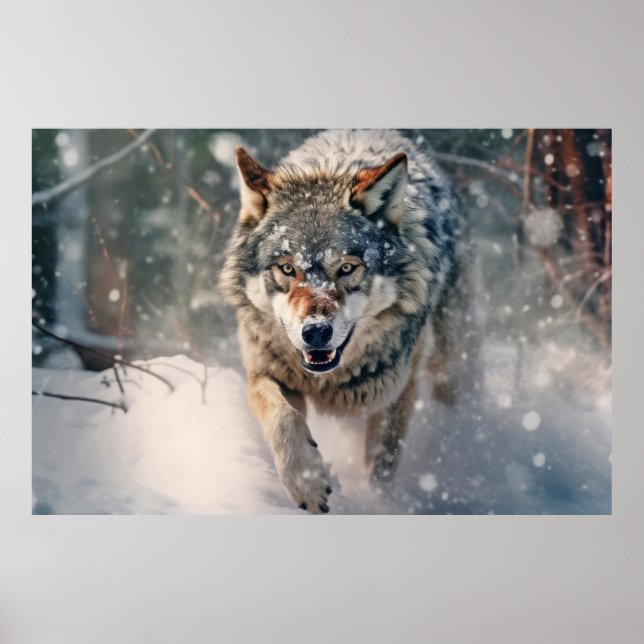Wolf Animal Wildlife Wilderness Colourful Wall Art (Front)